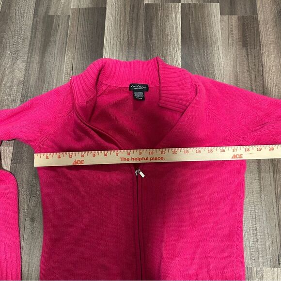 Lord & Taylor Fuchsia Zip-Up Cashmere Cardigan size S - Picture 7 of 8